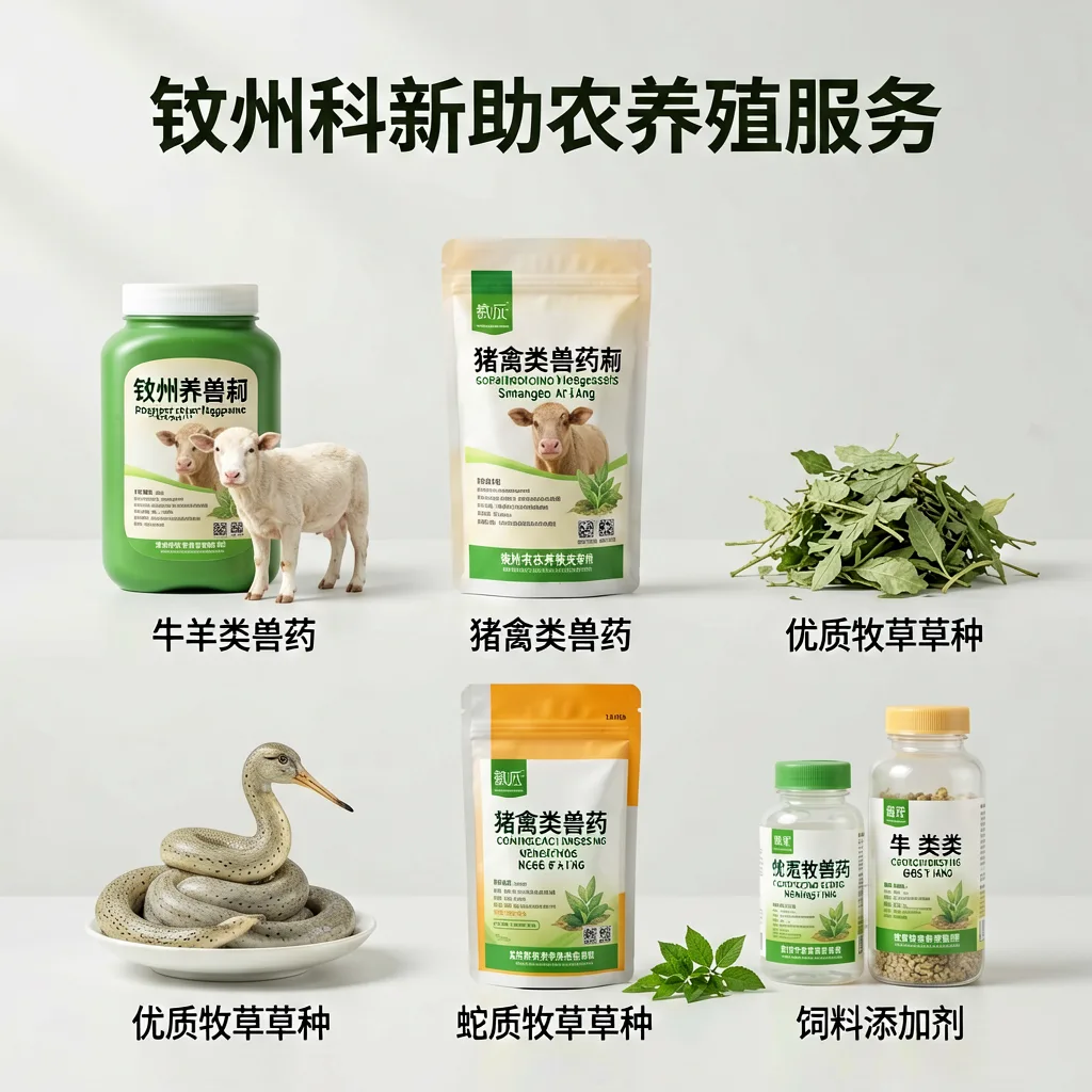 牛羊类兽药产品、猪禽类兽药产品、优质牧草草种、蛇